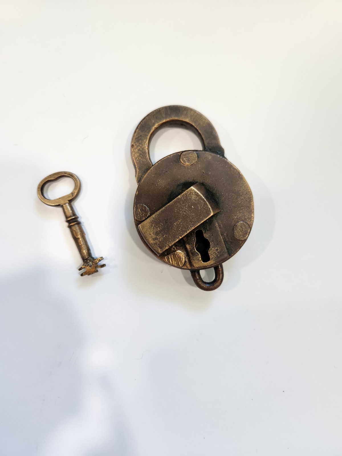 Antique 1882 Ames Sword Co. Chicopee Mass. Brass Padlock 3.5