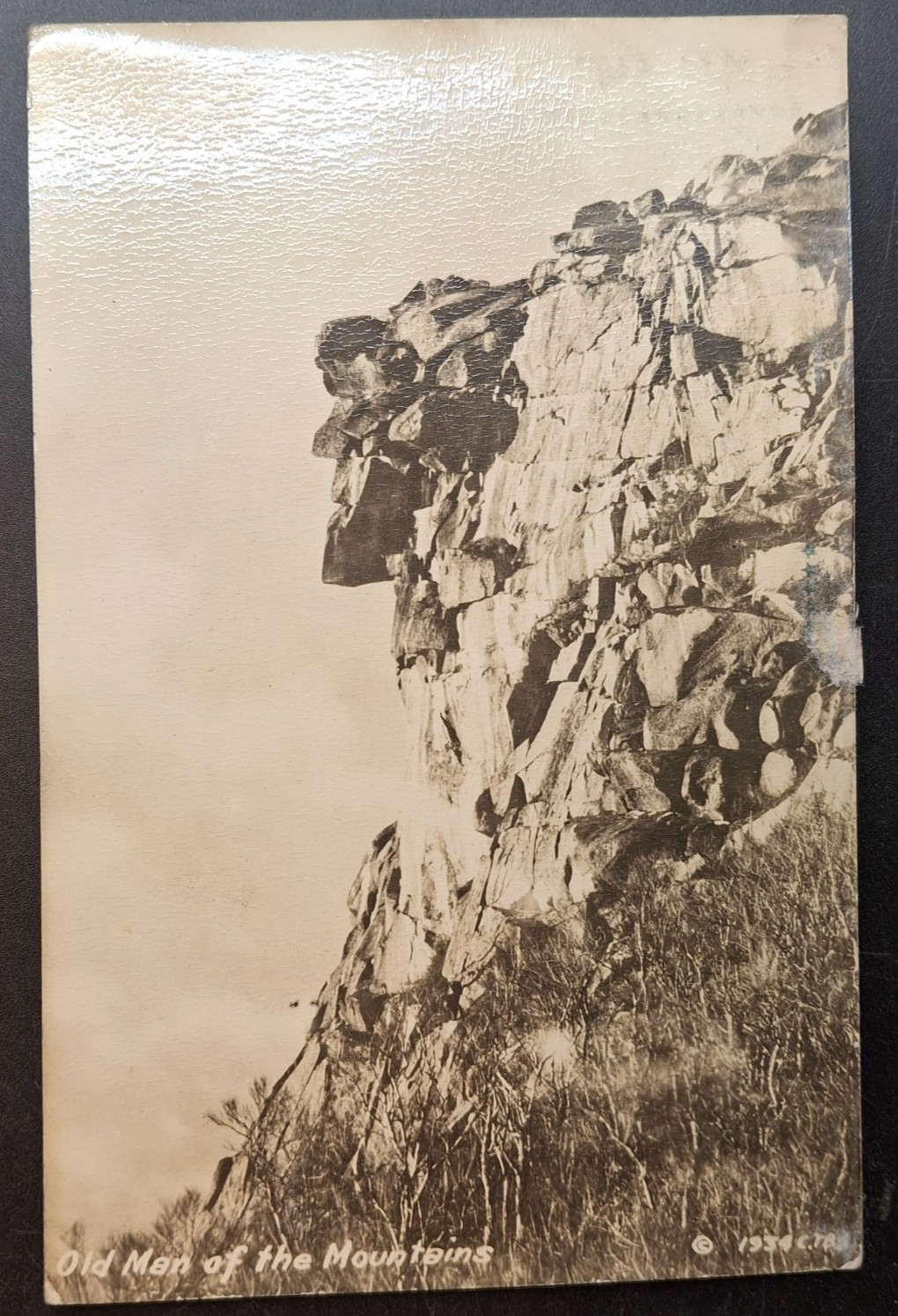 RPPC Old Man of the Mountain New Hampshire NH 1934 Photo Postcard