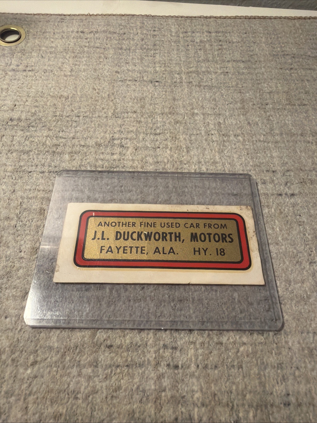 Vintage J L Duckworth Motors Used Car Dealership Sticker Fayette Alabama Vintage J L Duckworth Motors Used Car Dealership Sticker Fayette Alabama
