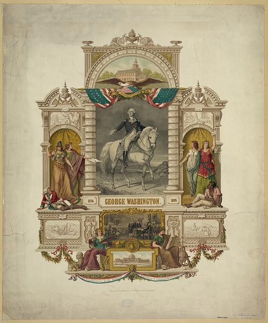 Photo:George Washington 1877 Portrait on Horseback Patriotic  Print