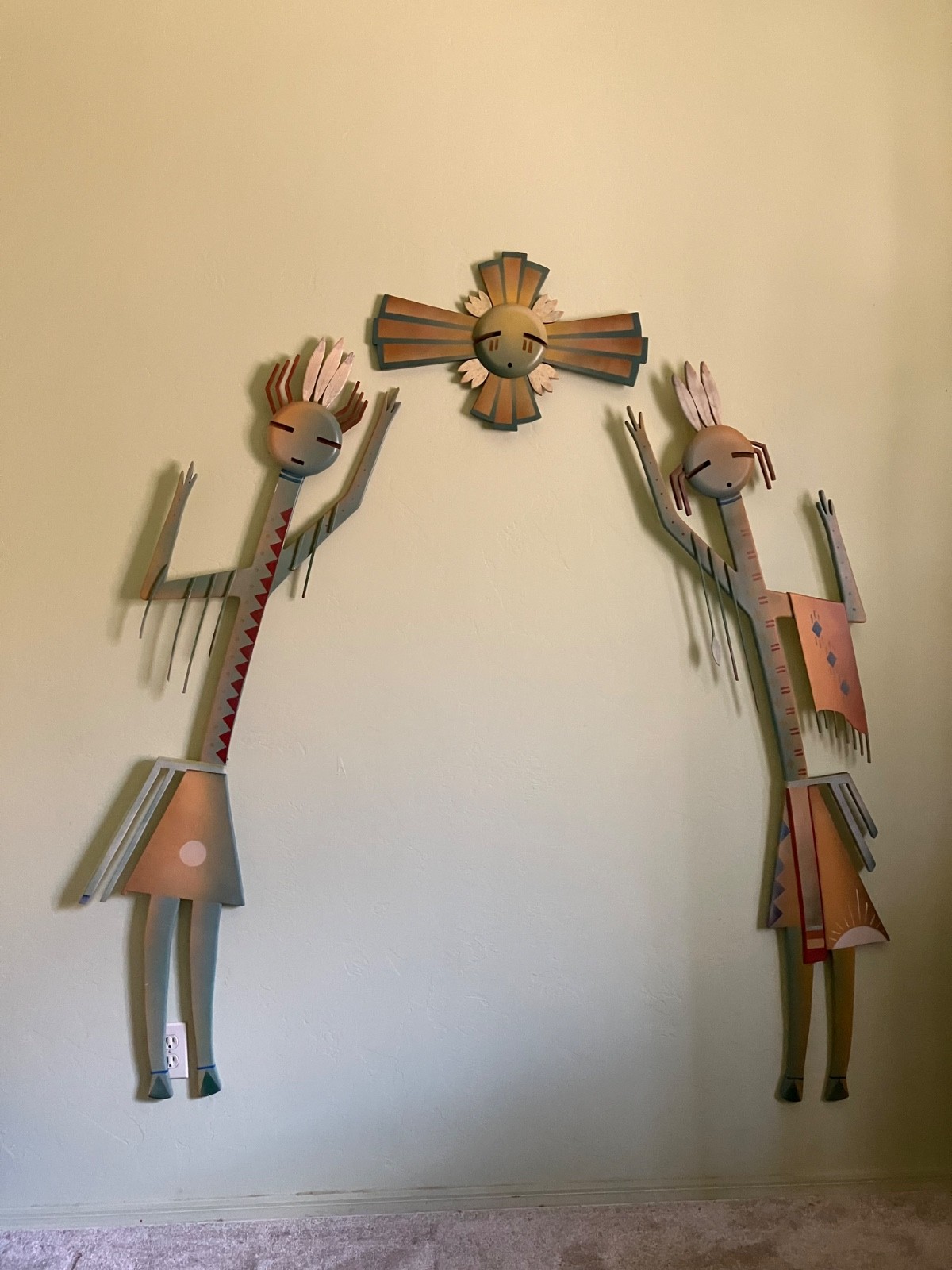 NAVAJO 62 in. CONTEMPORARY WOOD YEI DANCERS BY JOSEPH NIKRASCH III, 3 PIECES NAVAJO 62 in. CONTEMPORARY WOOD YEI DANCERS BY JOSEPH NIKRASCH III, 3 PIECES