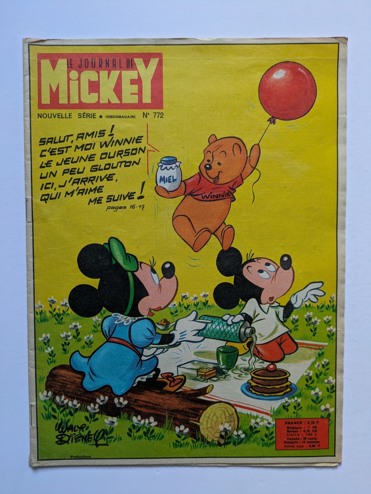 Le Journal de Mickey #772 1967 French first appearance Winnie The Pooh Disney
