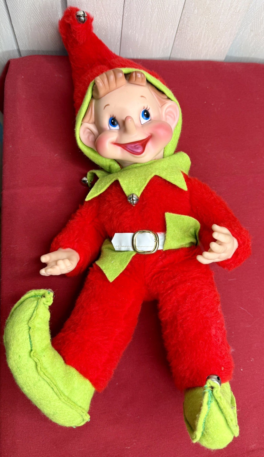 Vintage Rushton Christmas Pixie Elf Rubber Face Stuffed Doll 19 Vintage Rushton Christmas Pixie Elf Rubber Face Stuffed Doll 19