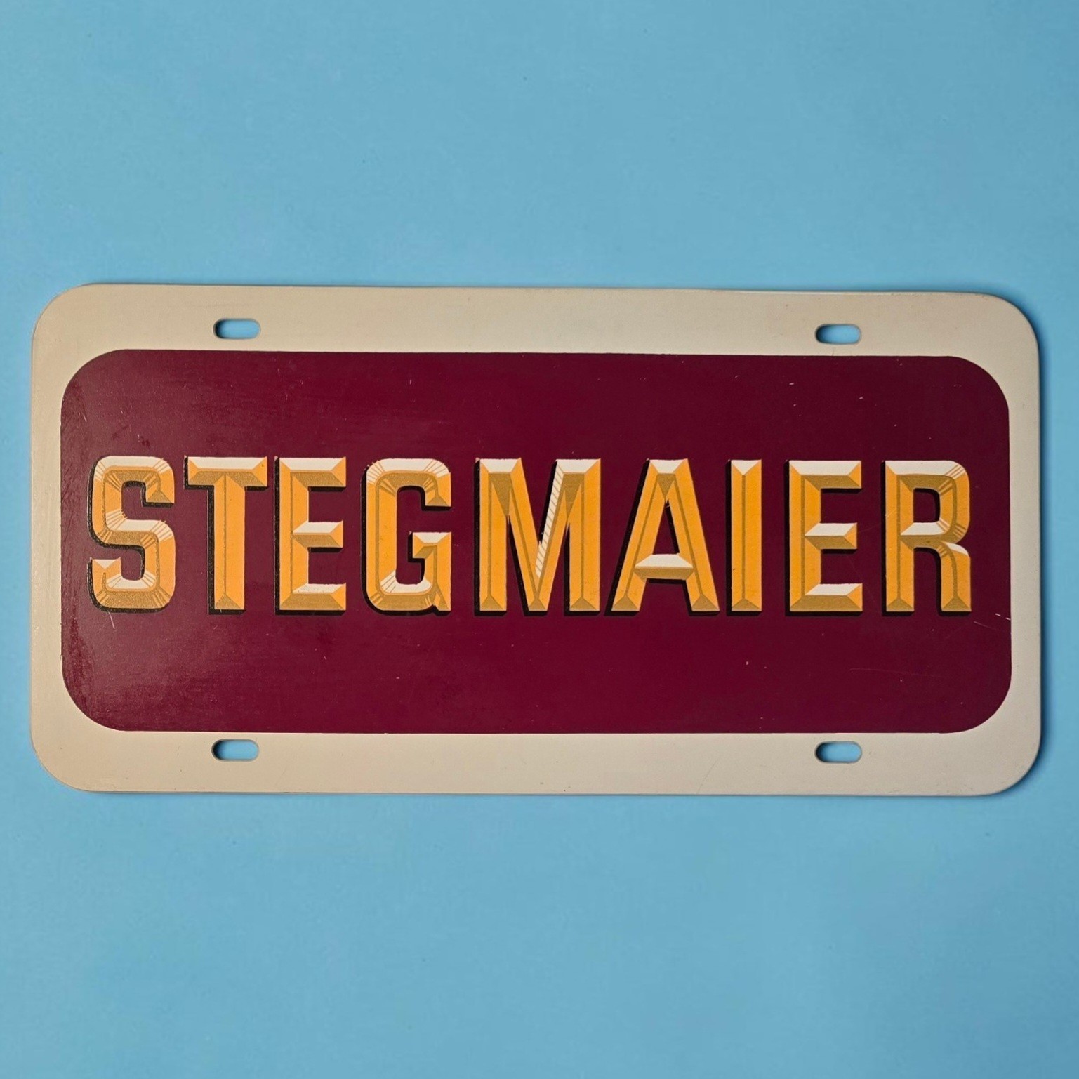 Vintage Stegmaier Beer License Plate Wilkes-Barre PA Brewery Advertising 12X6