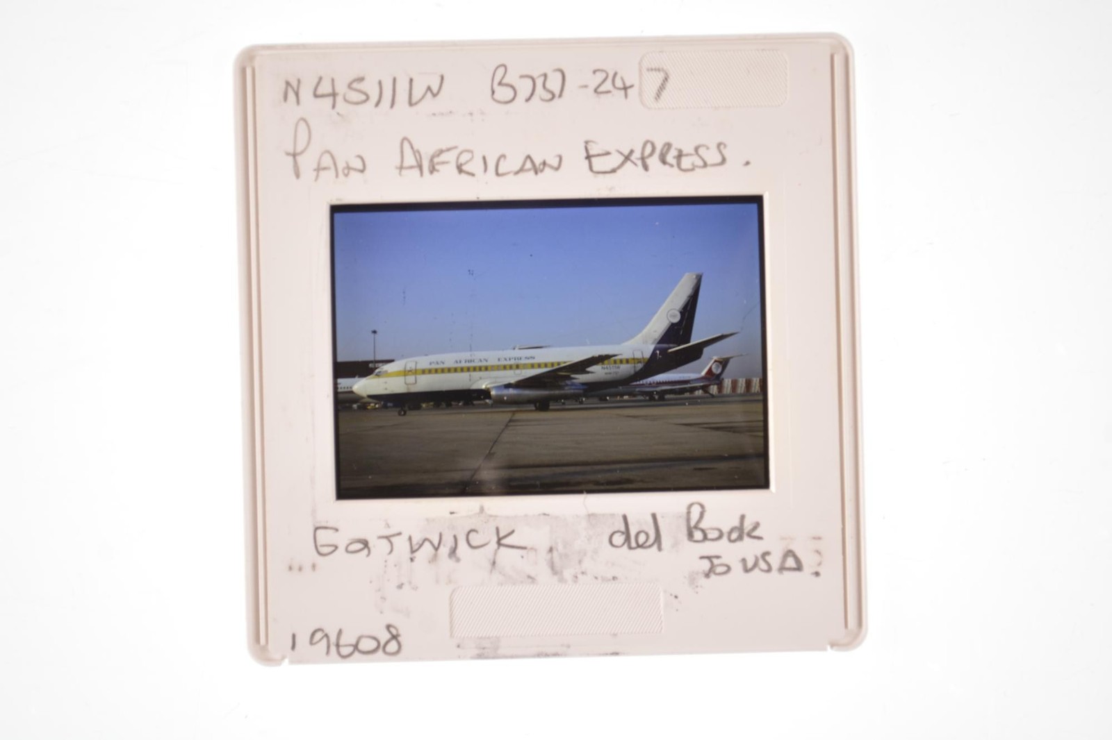 Pan African Express Boeing 737 N4511w Gatwick Airport Photo 35mm Slide