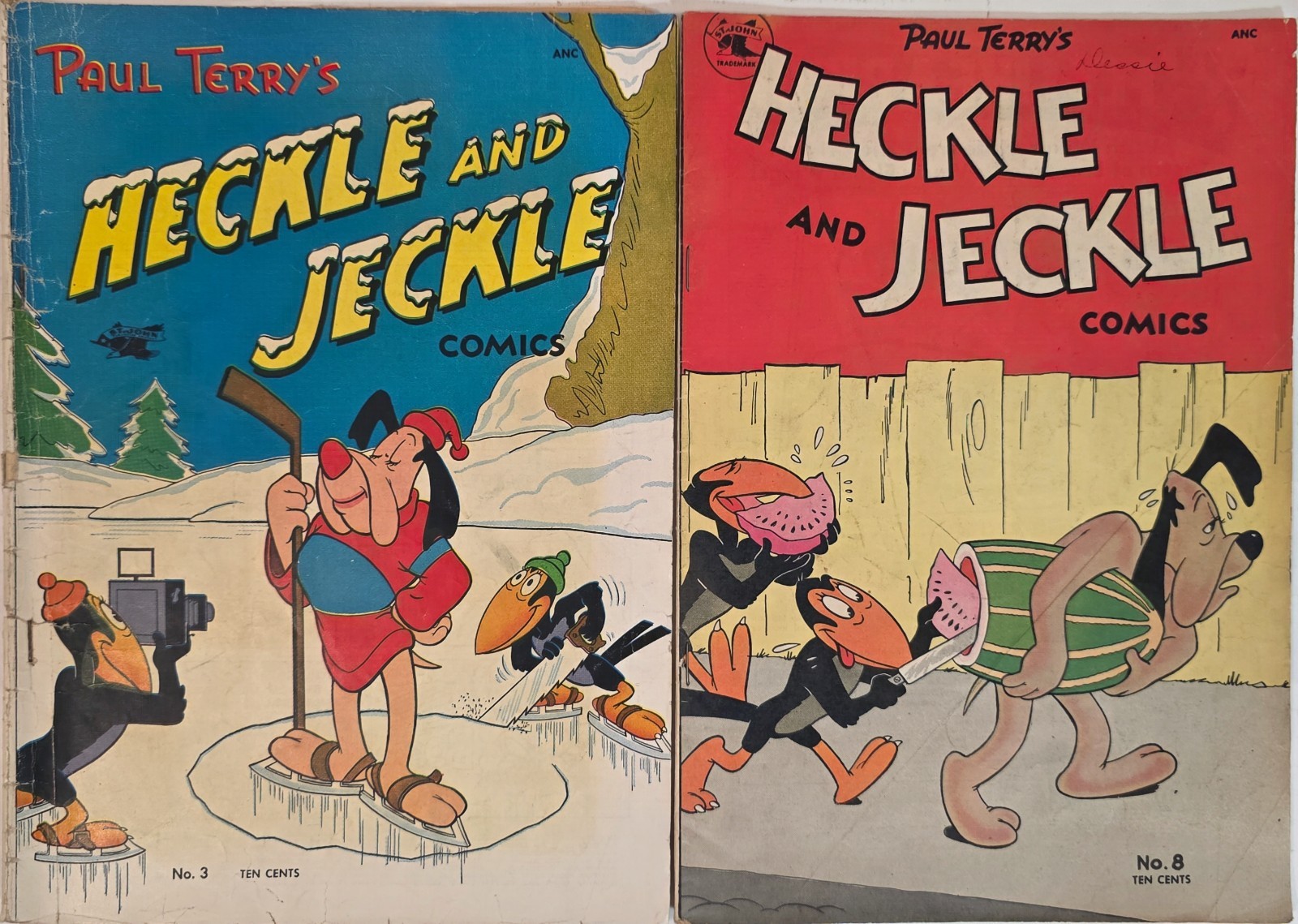Paul Terry\'s HECKLE AND JECKLE Lot (2) #3 G/VG & 8 VG+  ANC 1952 Golden Age  