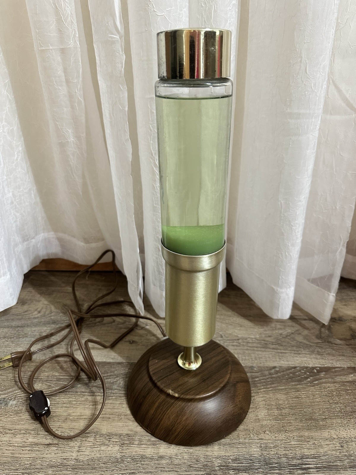 Vintage Lava Lite Lava Lamp Windsor Model Yellow Wax Woodgrain Base 60s 70s