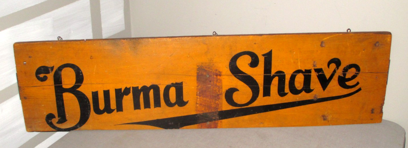 1940-BURMA-SHAVE WOOD ADVERTISING TRADE BARBER ORG DISPLAY SIGN-DOUBLE SIDED-40\