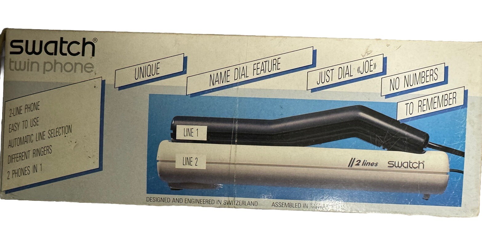 Vintage Swatch Twin Phone Deluxe Model Black Diamond New In Box XB300 1985