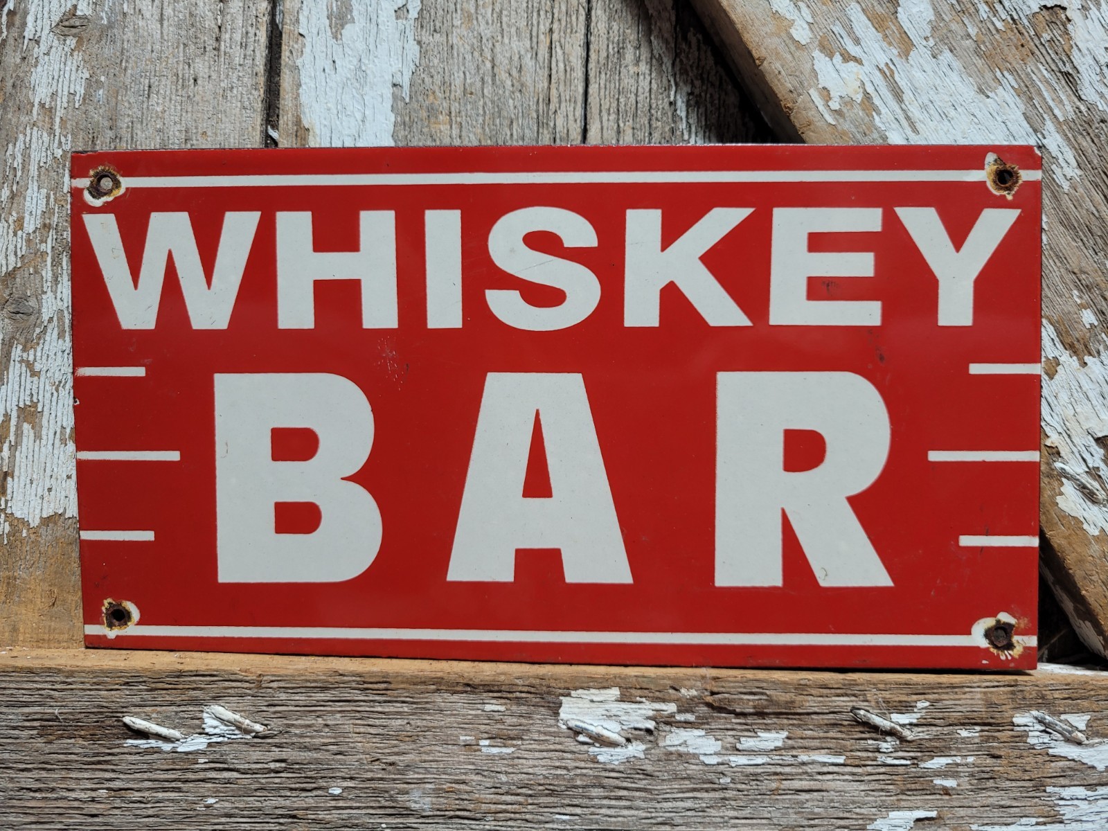 VINTAGE WHISKEY BAR PORCELAIN SIGN OLD RESTAURANT LIQUOR SPEAKEASY PUB SALOON