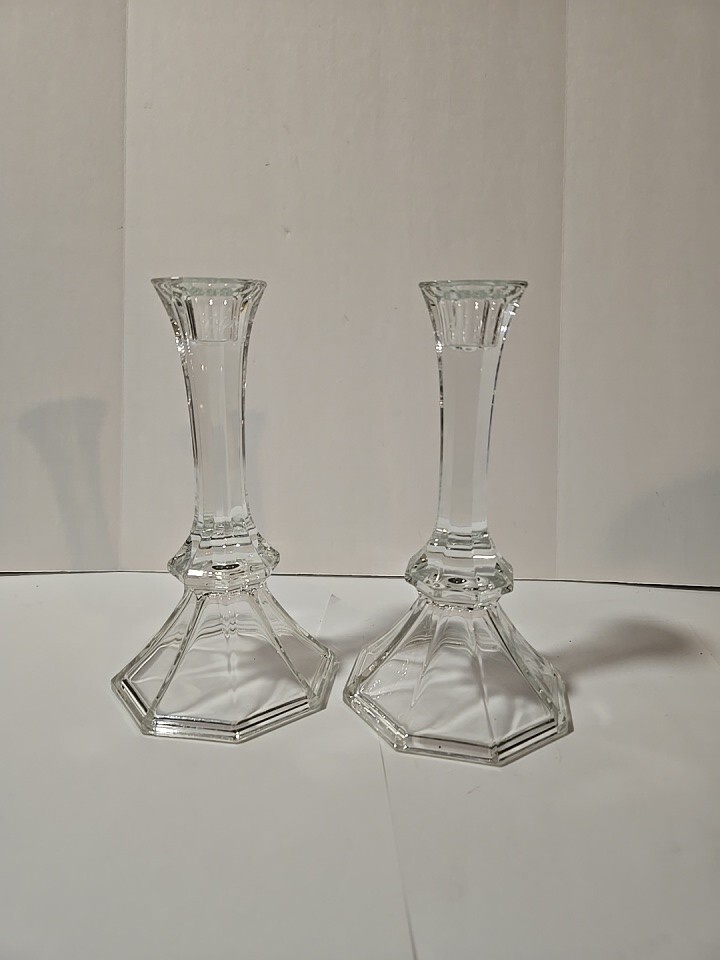 Set of 2 Vintage 8 Inch Beautiful Crystal Candlestick CandleHolders Set of 2 Vintage 8 Inch Beautiful Crystal Candlestick CandleHolders