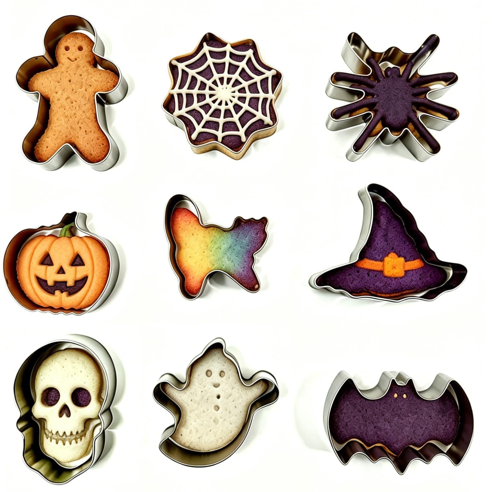 Halloween Cookie Cutters,9 Piece Stainless Steel Metal 1, Silver