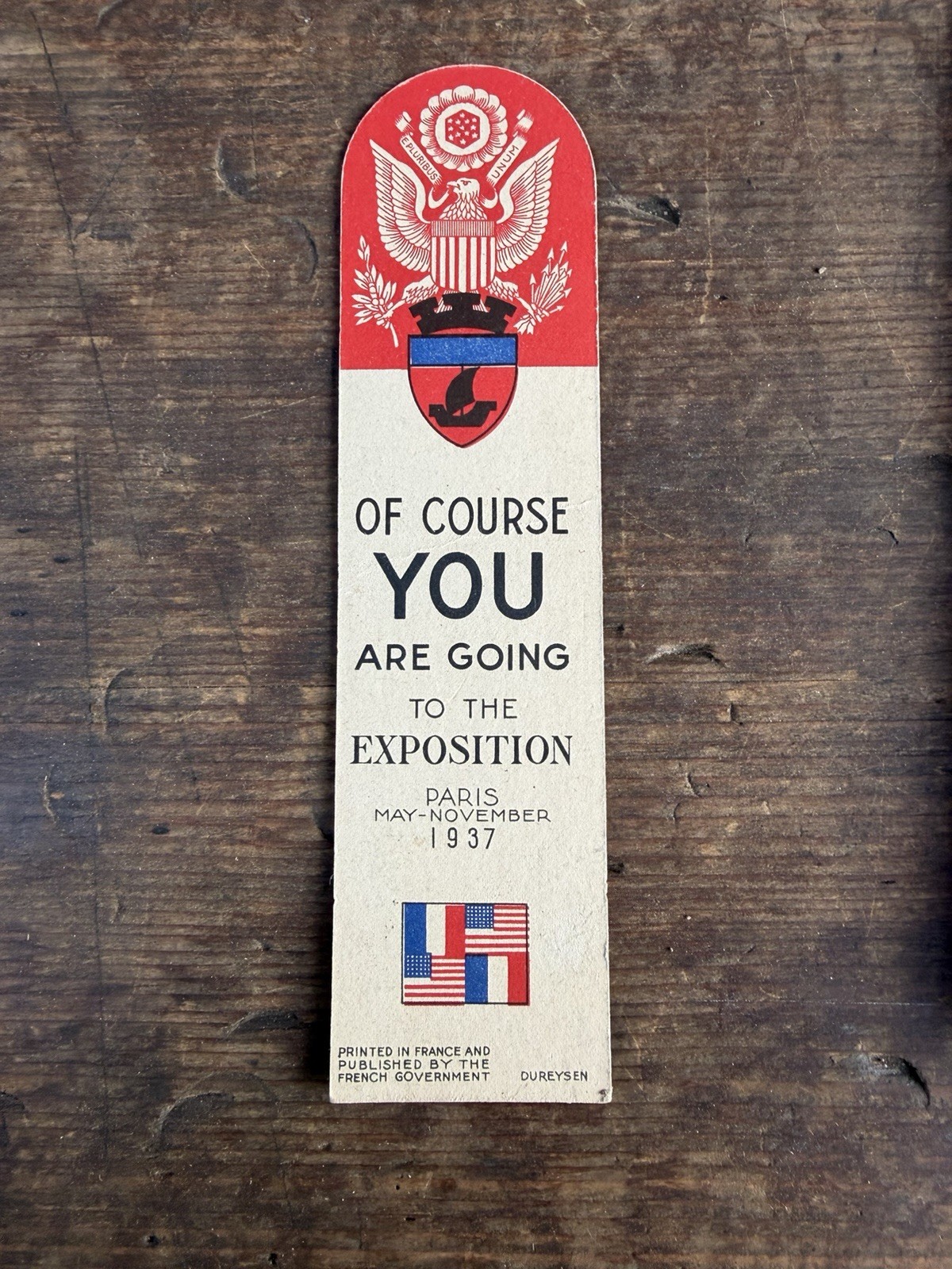 Paris Exposition Commemorative Bookmark.  May-November 1937