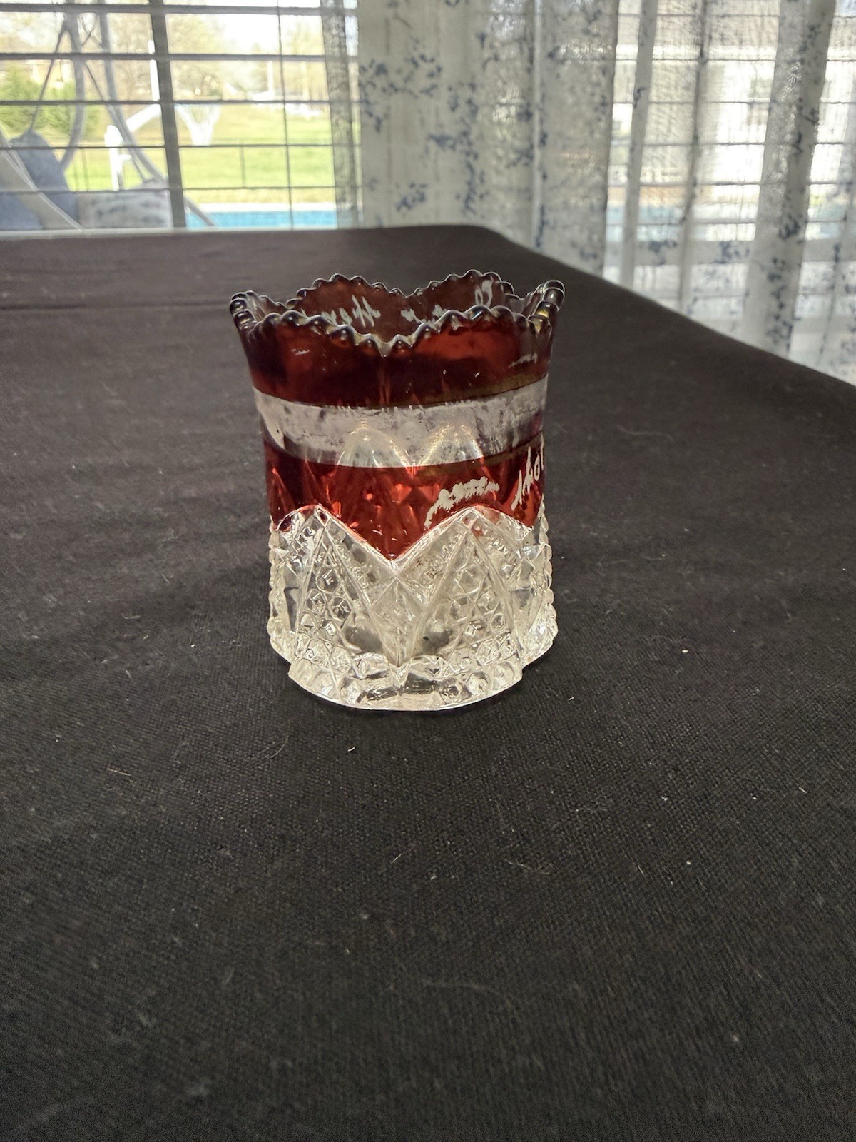 Early 20th Souvenir Glass/ Toothpick Holder