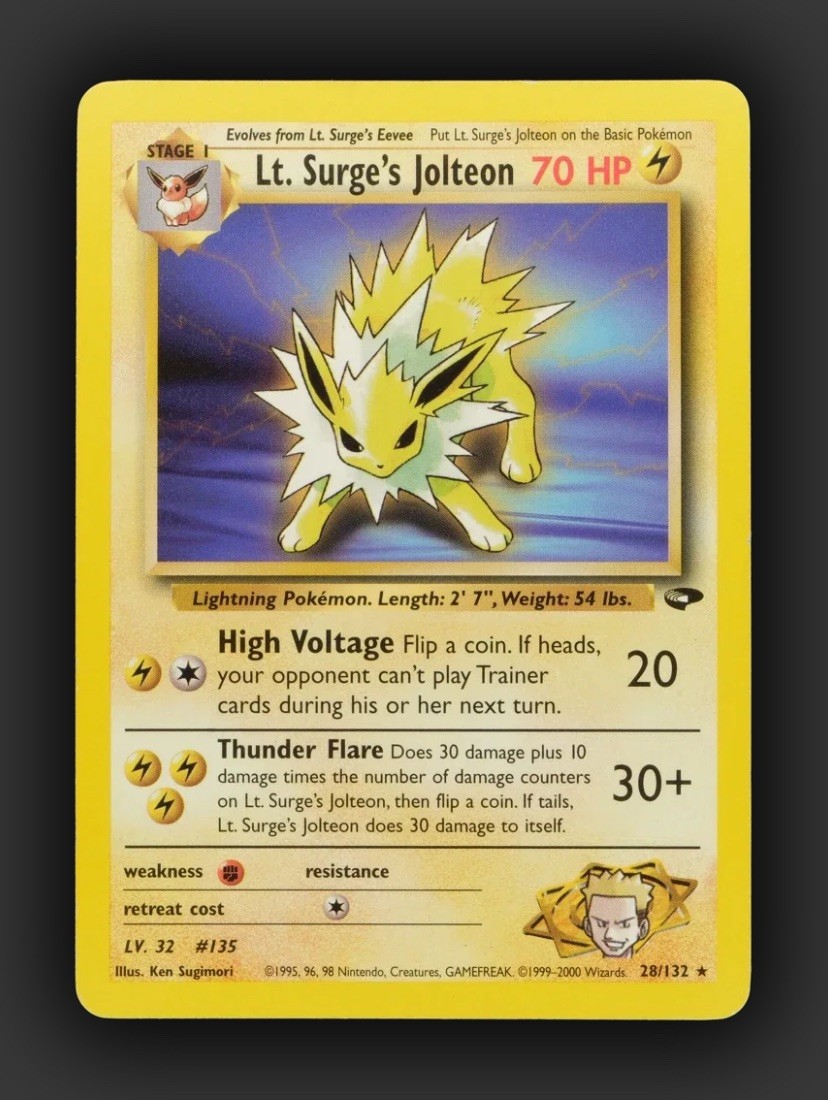 Pokémon Lt. Surge’s Jolteon 28/132 Gym Challenge Rare Unlimited English (2000)