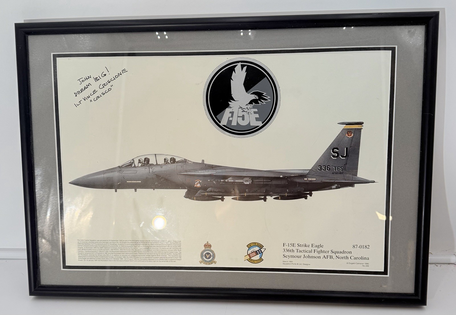 Squadron Signed Print 336 F15E Strike Eagle Seymour-Johnson Aviation Art Crisco