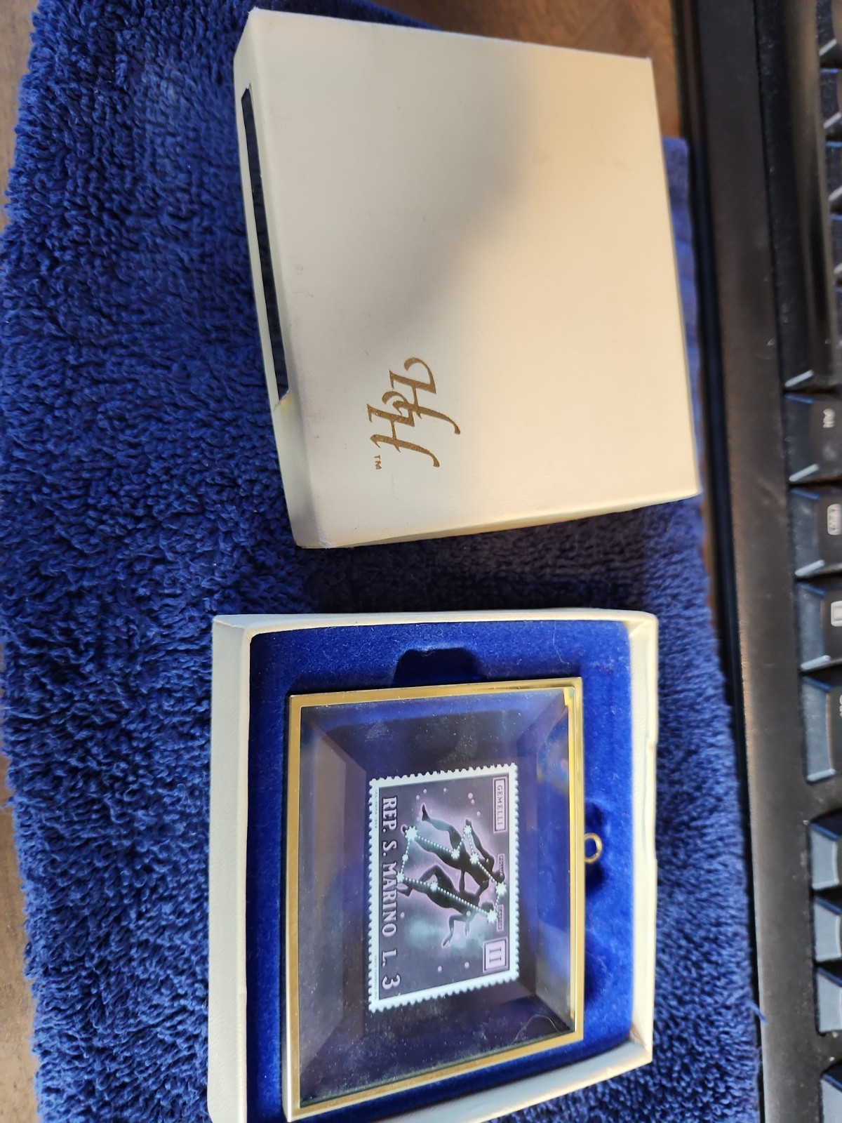 Vintage 1989 Hanford Heirlooms Framed Gemini Zodiac Postage Stamp Limited Editio