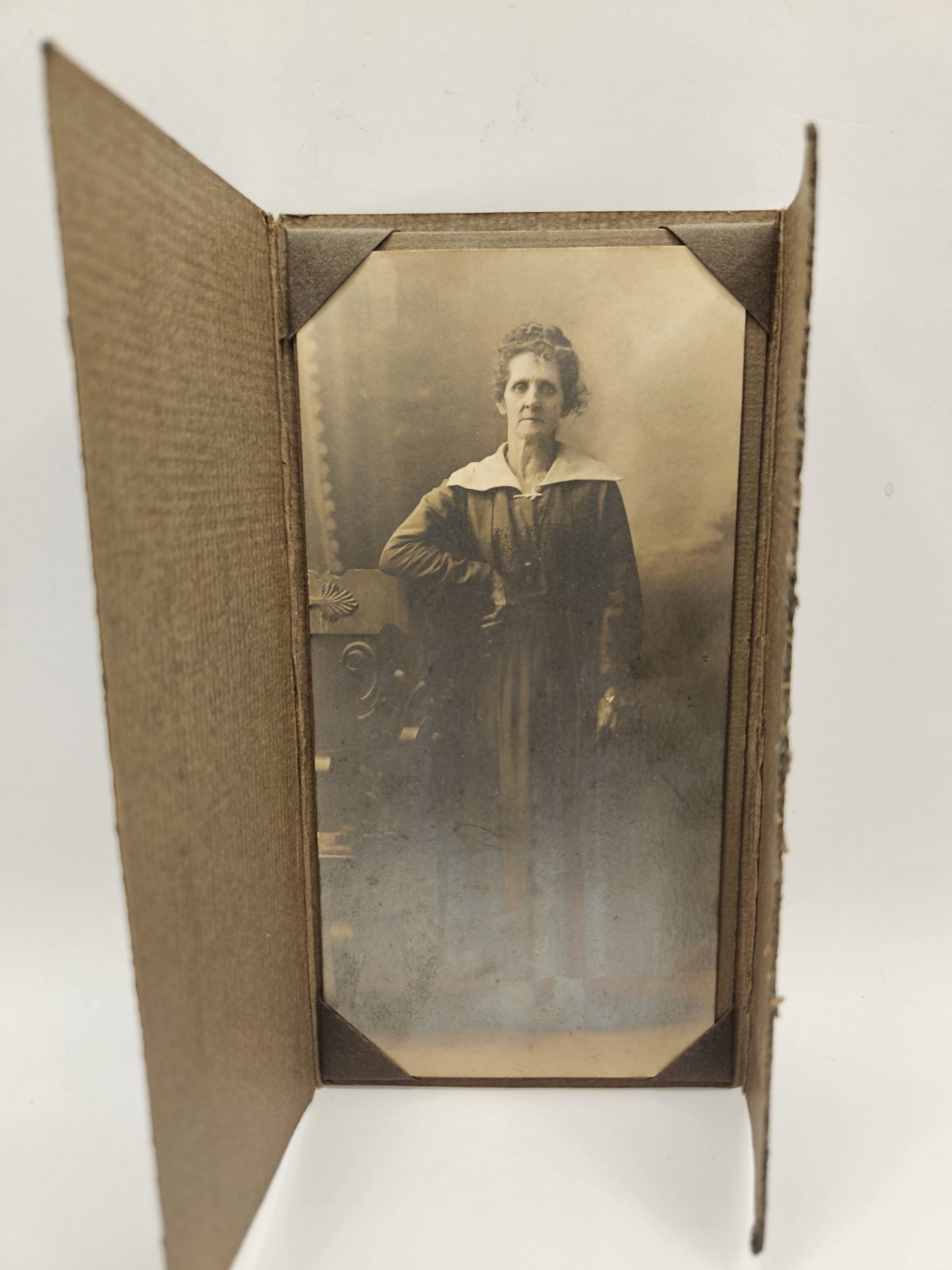 Antique c1910s-1920s Sepia Woman Portrait Danville IL Studio Photo Folder