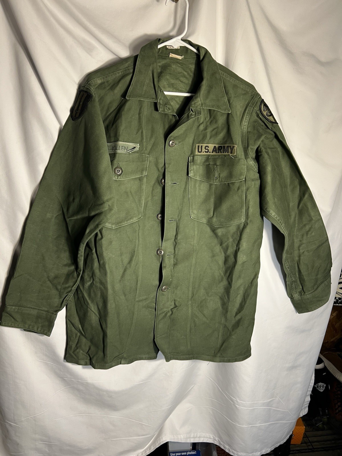 Vintage Vietnam Era US Army OG-107 Utility Shirt Size 16.5x34