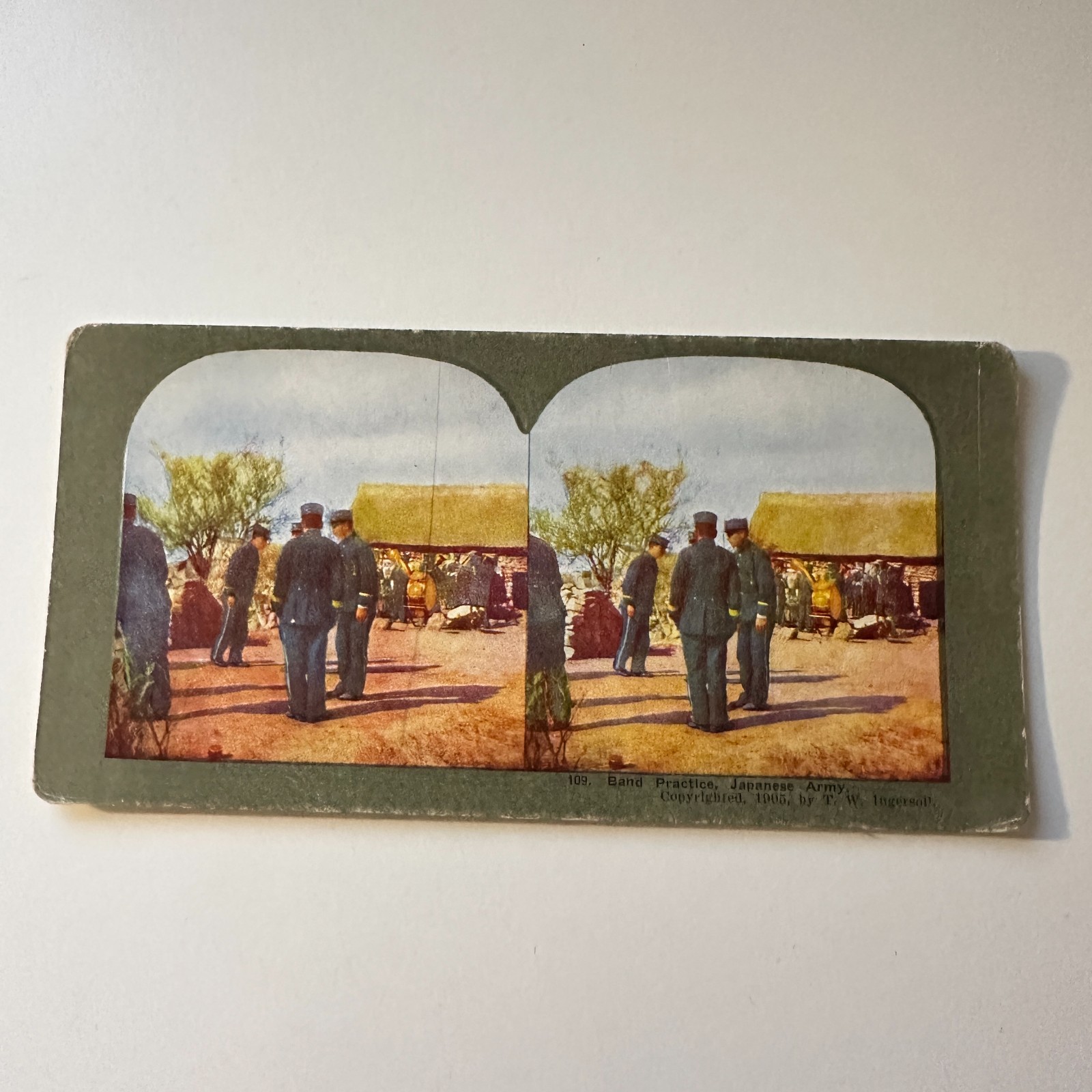 Band Practice Japanese Army Soldiers In Uniform Antique Stereoview Card 5H6-1
