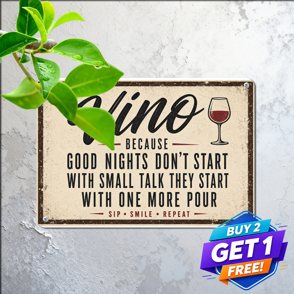 Rustic Wine Theme Kitchen Tin Sign Vintage Bistro Dining Room Metal Plaque 8x12