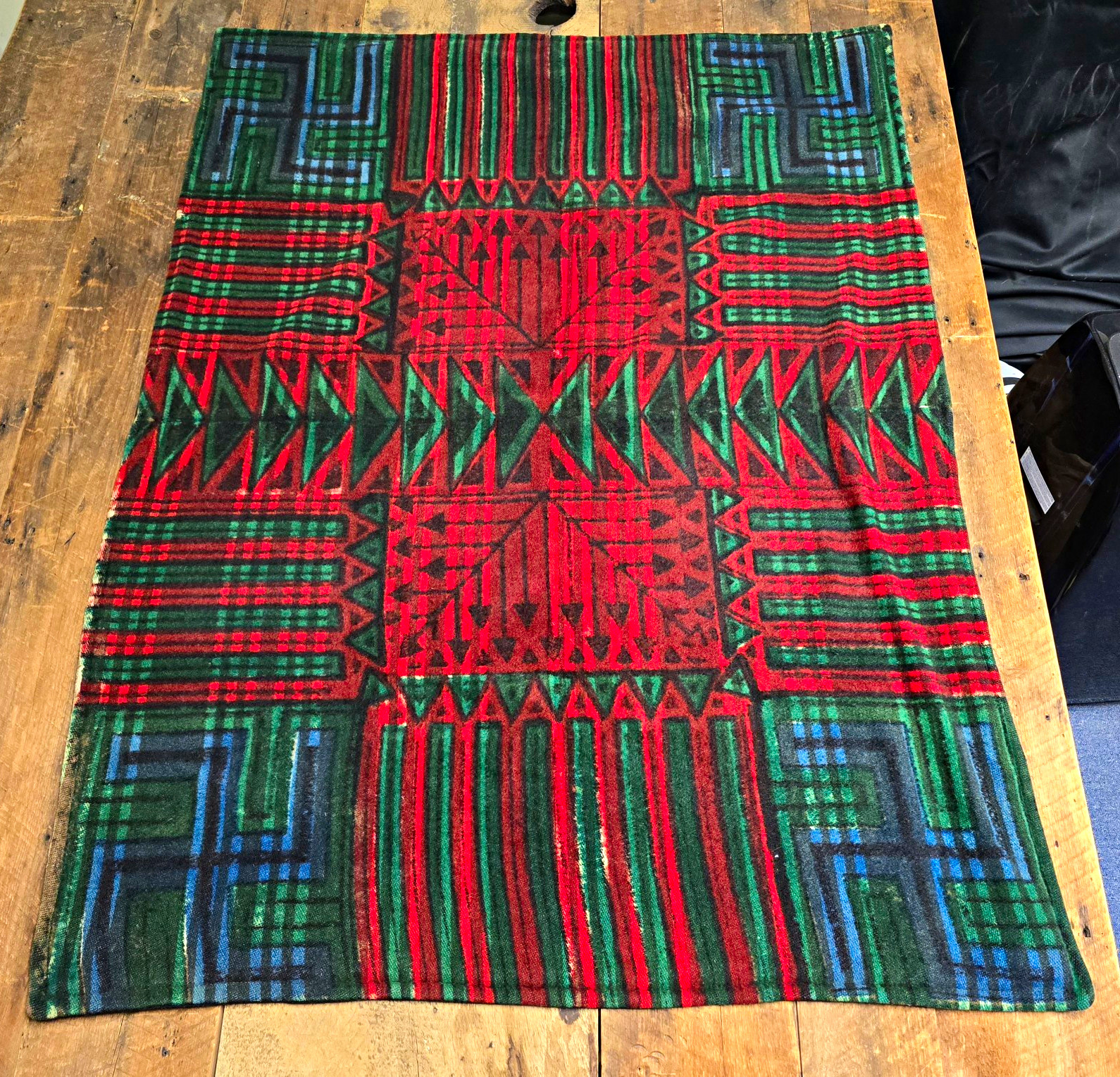 1920s Antique Vintage Whirling Log Native American Wool Auto Lap Robe Blanket