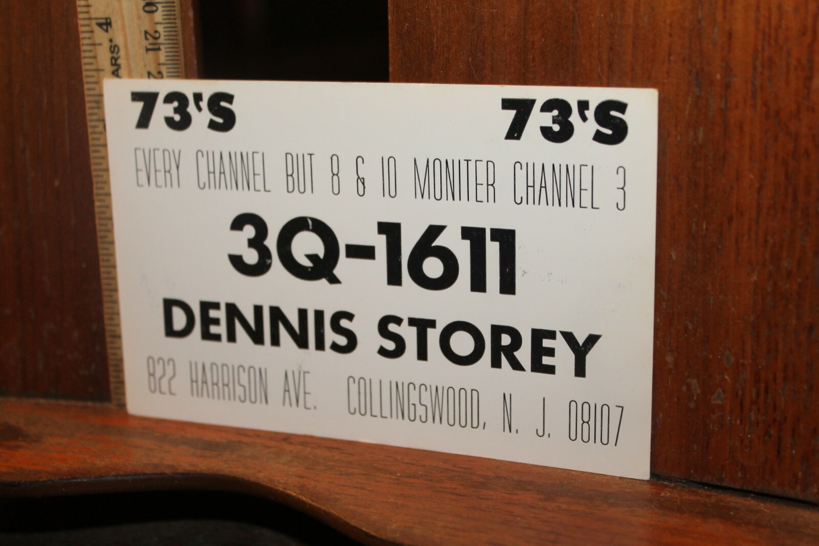 Vintage QSL Card Dennis Storey 3Q-1611 Collingswood NJ Vintage QSL Card Dennis Storey 3Q-1611 Collingswood NJ