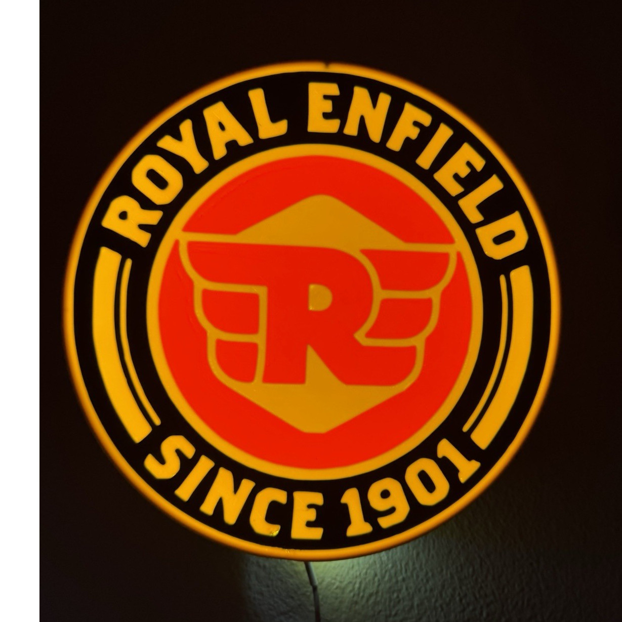 Royal Enfield “Since 1901” Round Lighted Wall Sign Red Yellow Black