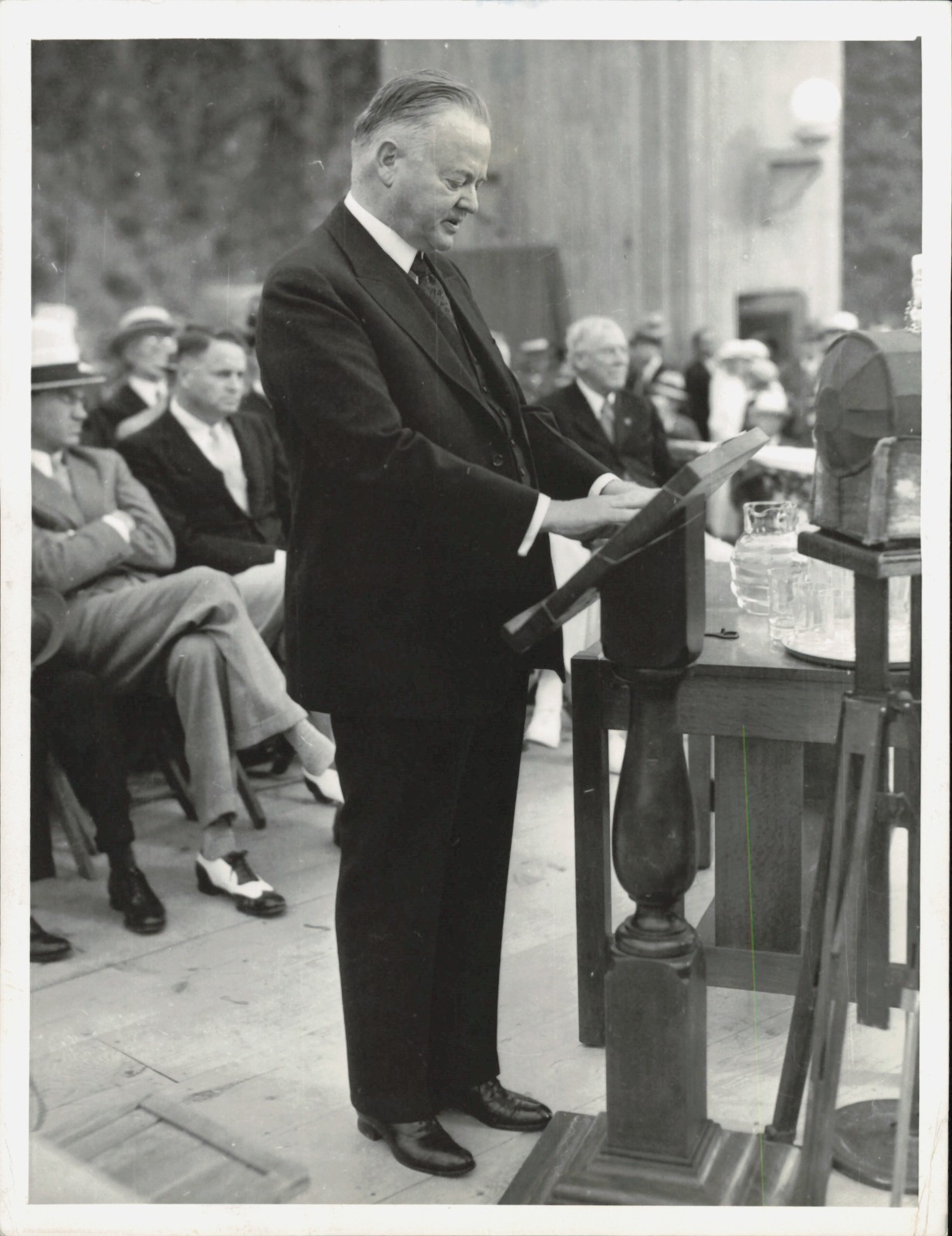1934 Press Photo Ex-President Herbert Hoover Dedicates the Morris Dam