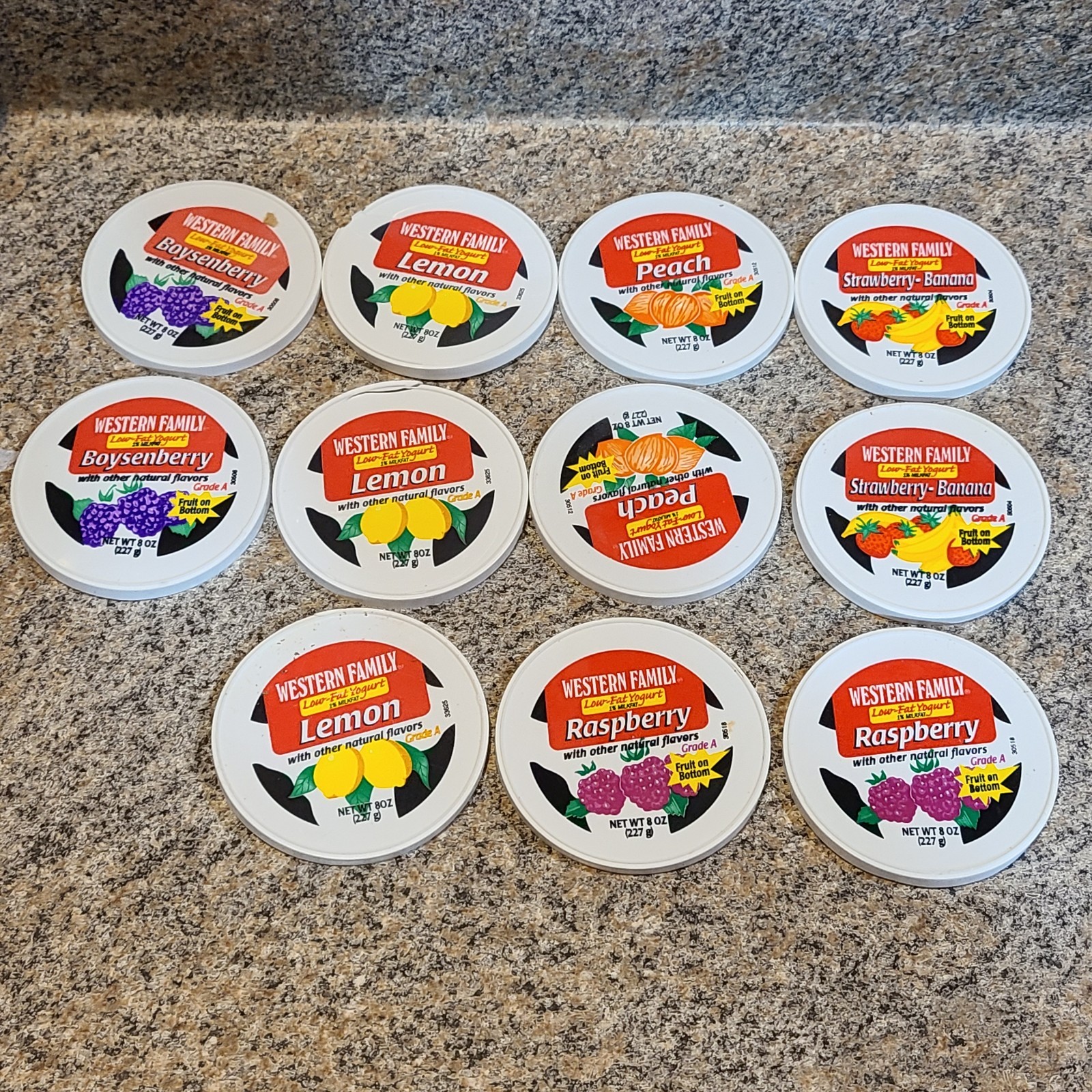 Vintage Western Family Low Fat Yogurt Lids 1990s Early 2000s Display Prop (C9)