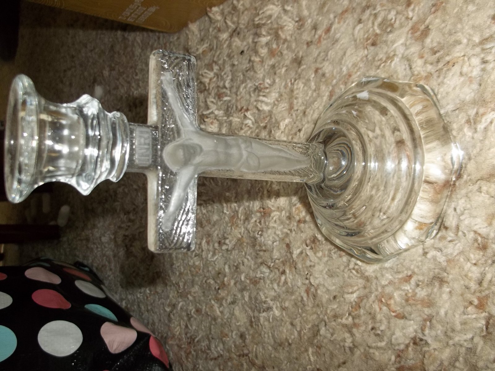 Glass Crucifix Cross Candleholder Candlestick 7\