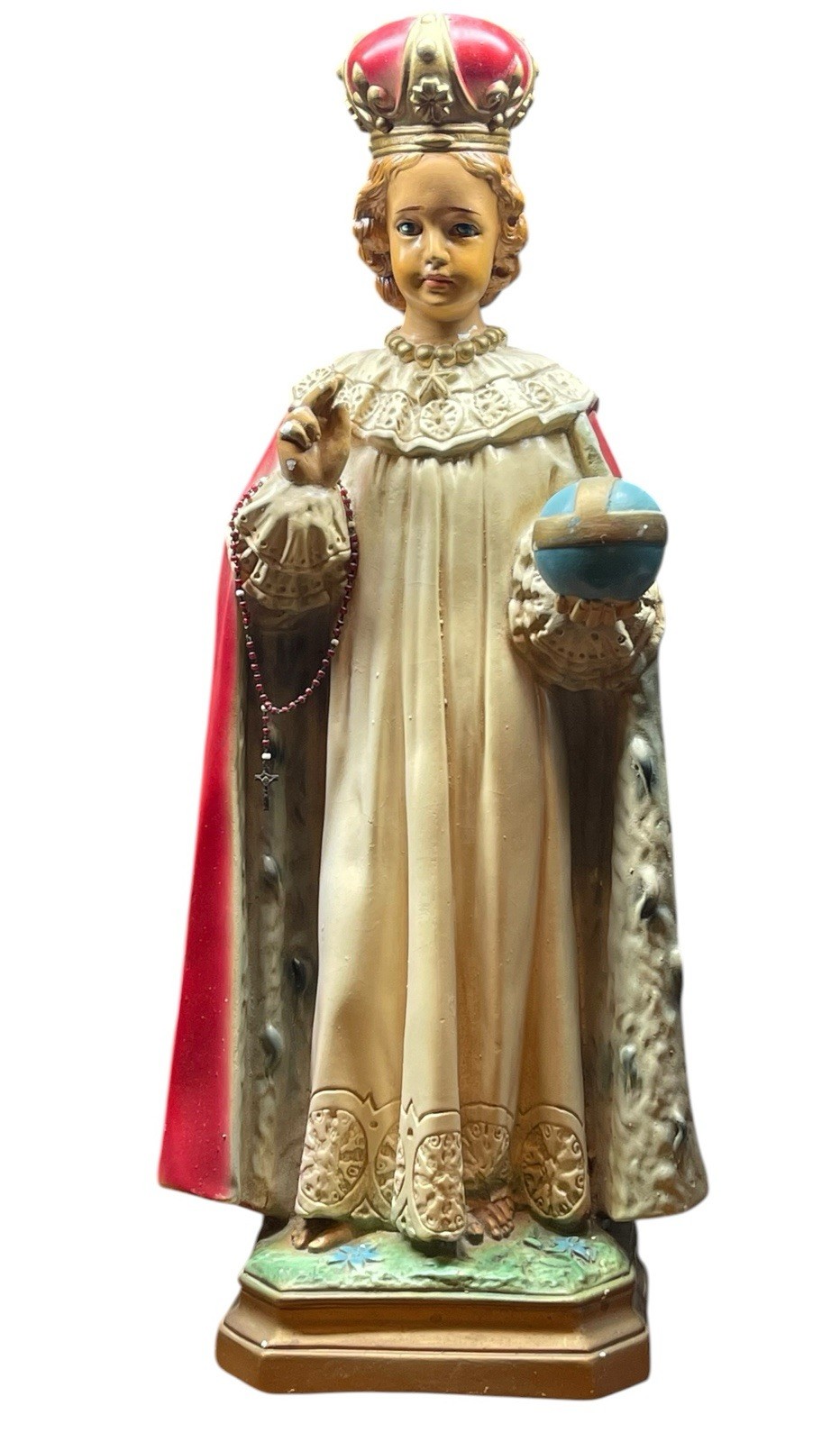 GLORIOUS LARGE VINTAGE INFANT JESUS OF PRAGUE STATUE FROM CHURCH SALE 17 3/4 GLORIOUS LARGE VINTAGE INFANT JESUS OF PRAGUE STATUE FROM CHURCH SALE 17 3/4