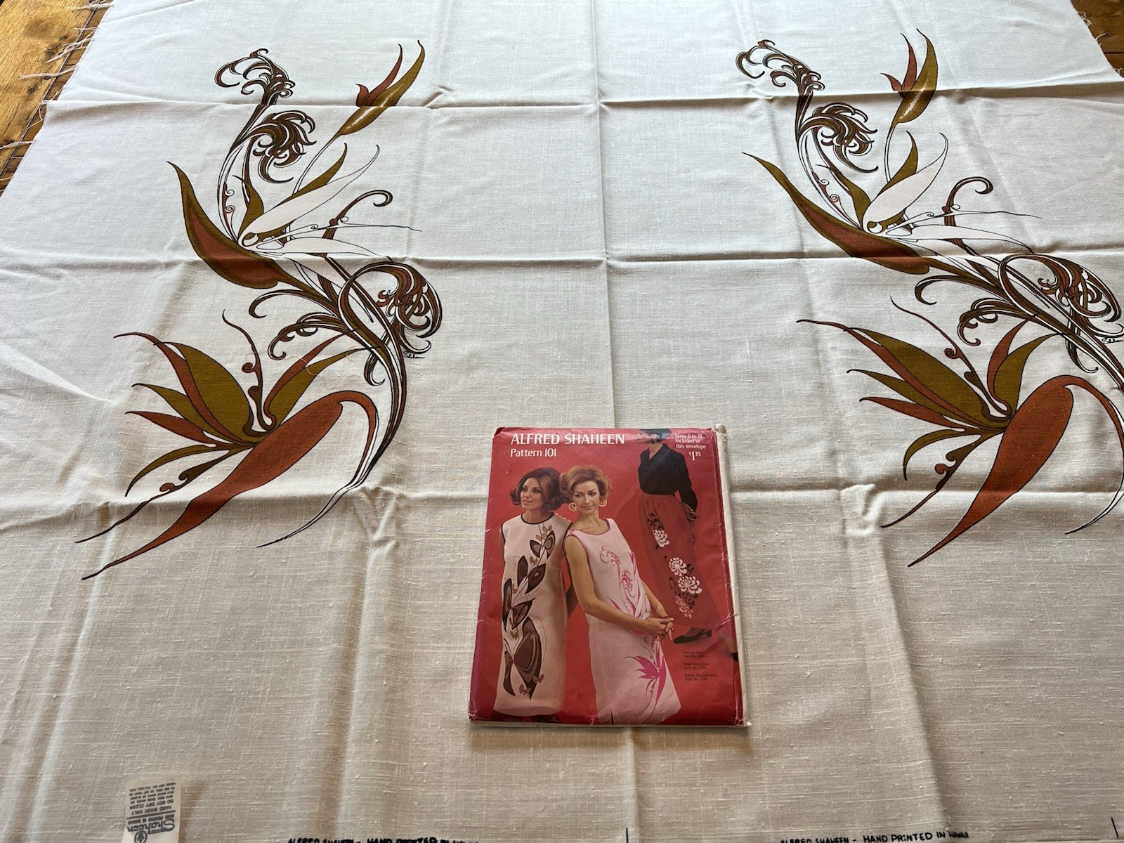 MCM Alfred Shaheen double panel Birds of Paradise Fabric +Dress Sewing Pattern