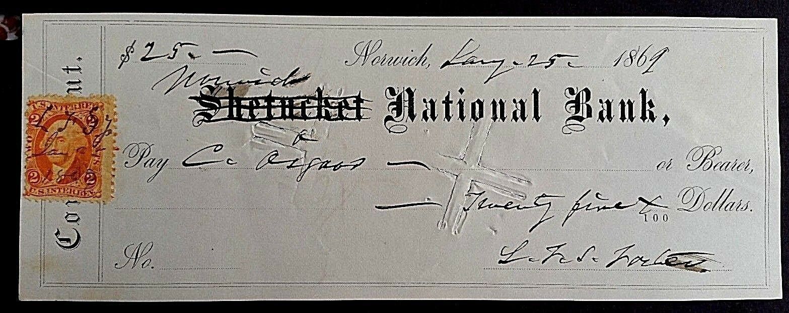 SIGNED CHECK-LA FAYETTE SABINE FOSTER 1865 - 1867 Vice President Lincoln Death SIGNED CHECK-LA FAYETTE SABINE FOSTER 1865 - 1867 Vice President Lincoln Death