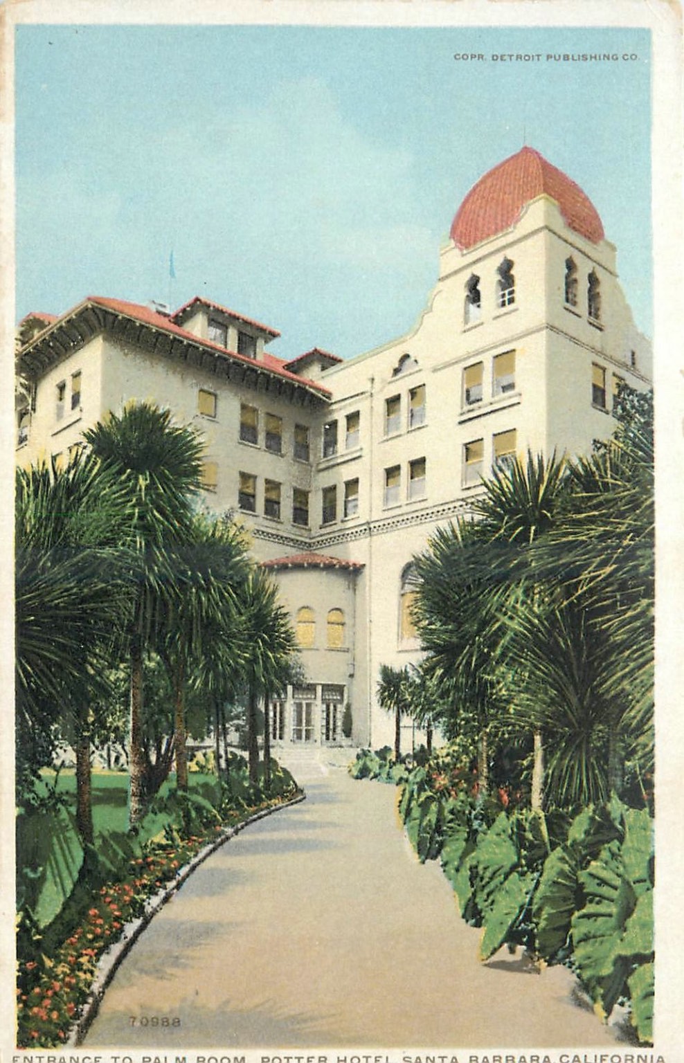 Potter Hotel Santa Barbara CA Phostint Postcard Detroit Publishing c1910
