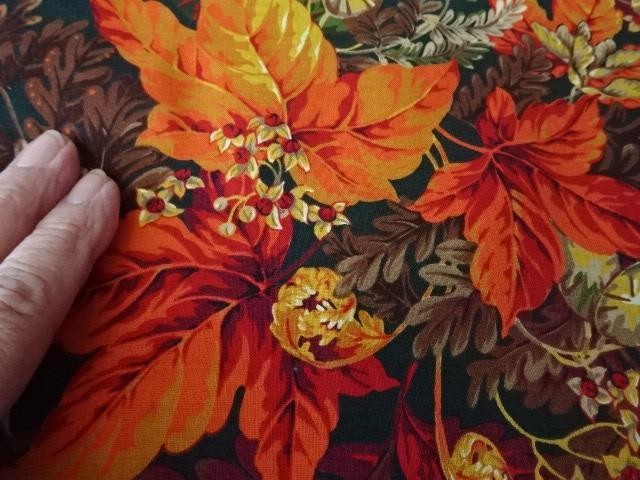Vtg 1 yd CRANSTON cotton quilt fabric-Joan Messmore-Warm toned autumn floral