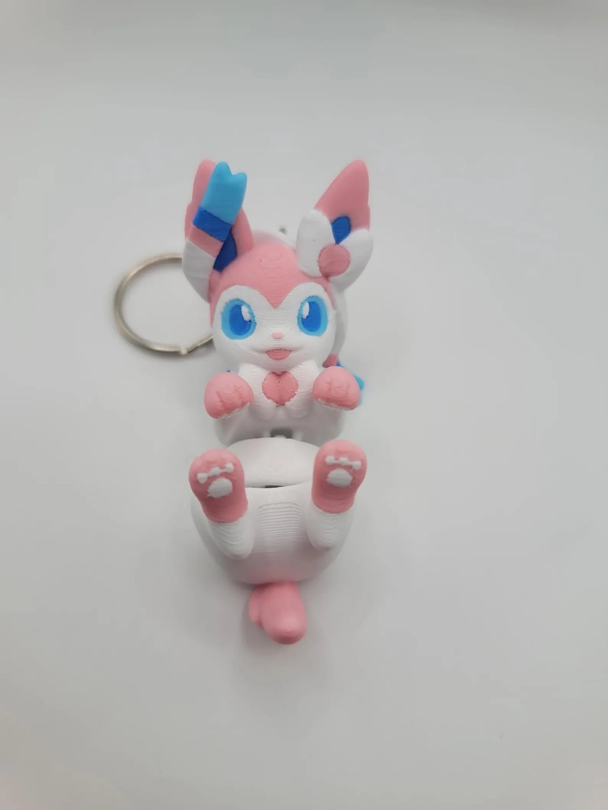 Sylveon Flexi Keychain – 3D Printed Accessory | Cute, Articulated Kawaii