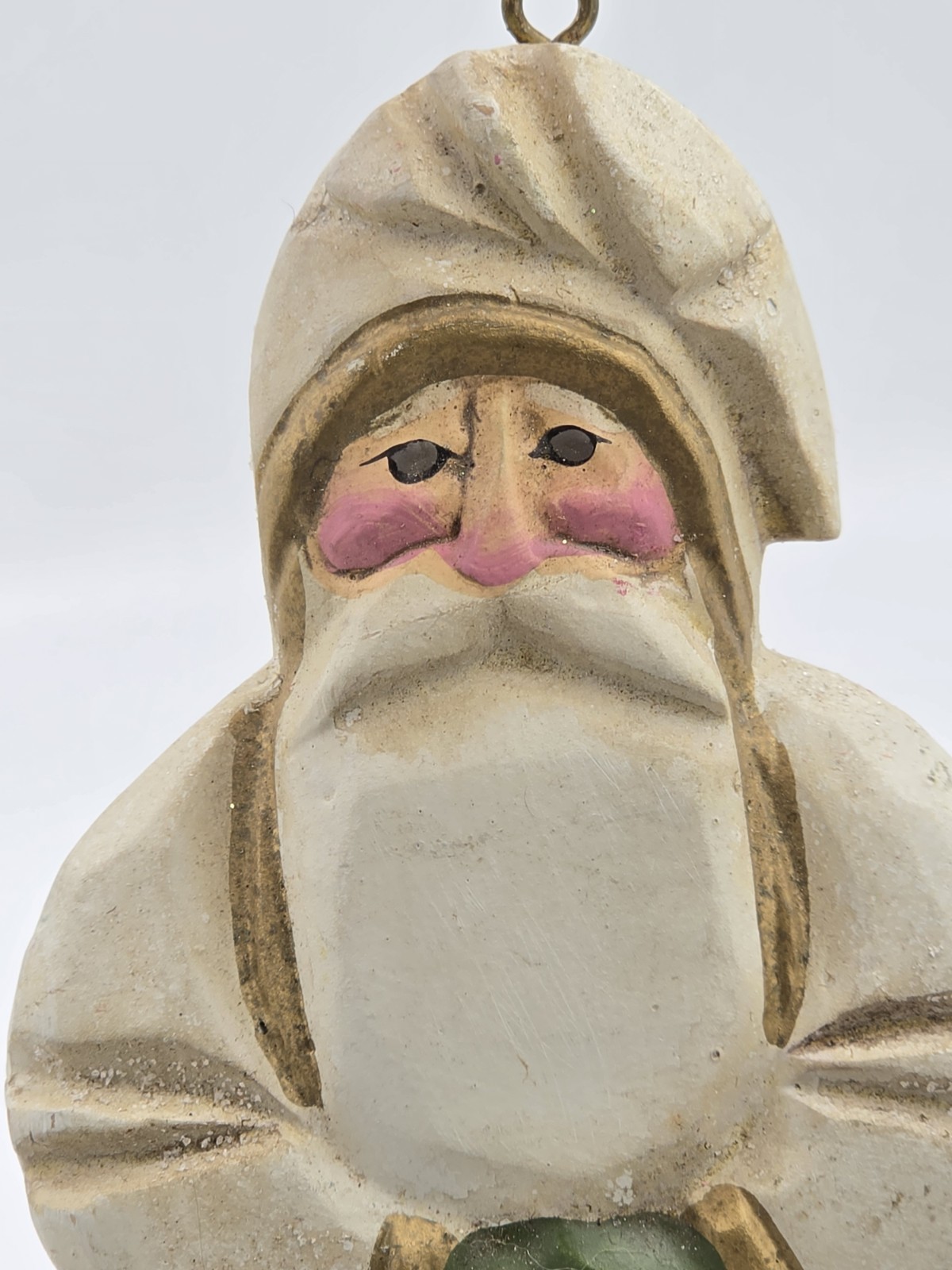 Wooden Santa Hand Carved Ornament Signed P. Schifferl Wooden Santa Hand Carved Ornament Signed P. Schifferl