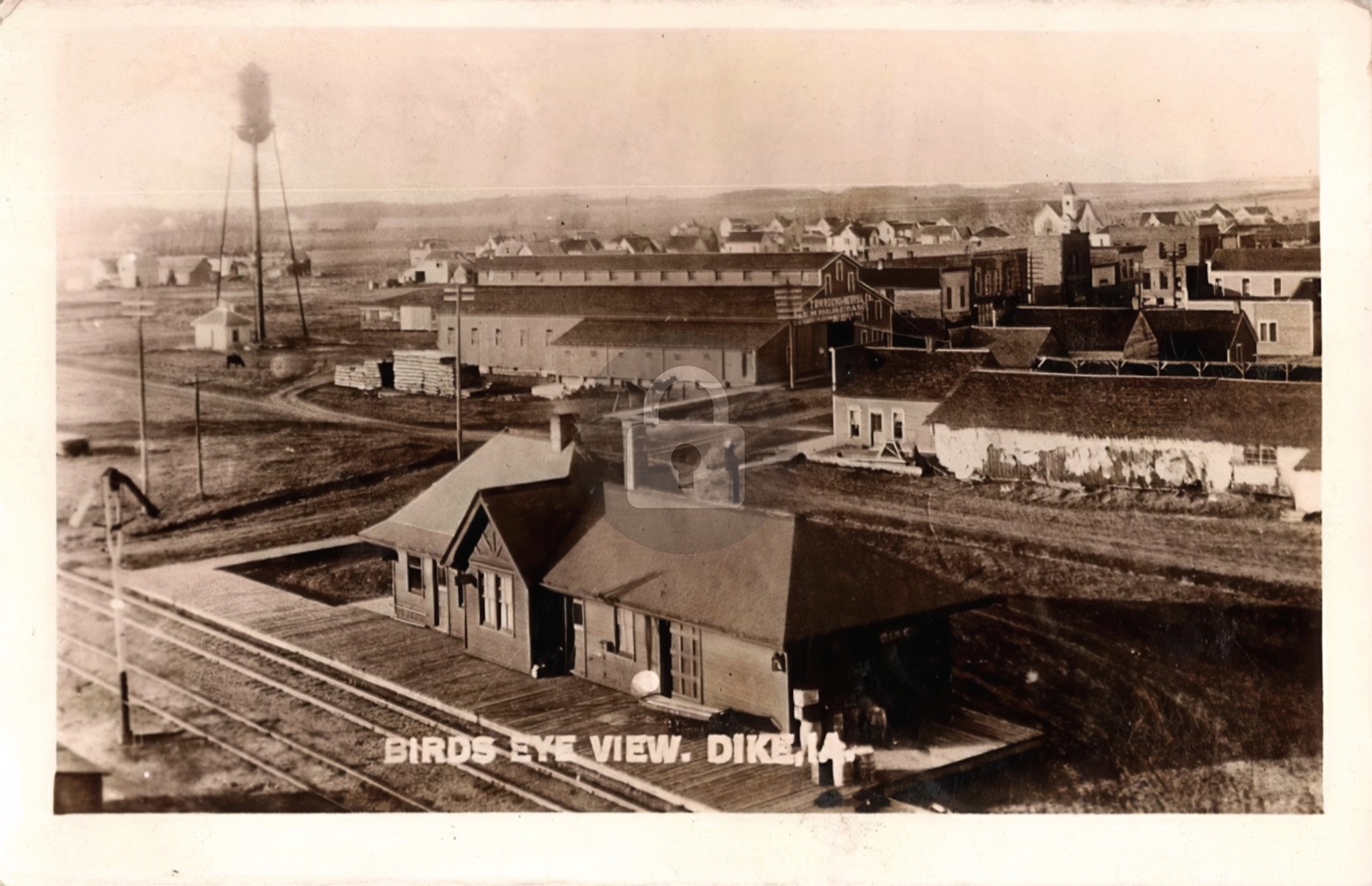 c1910 Birds Eye Dike Iowa IA Train Depot Station RPPC Photo Postcard COPY