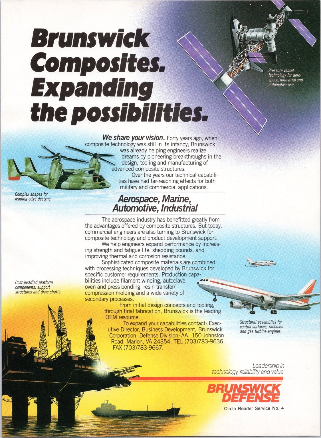 Brunswick Defense Original 1990 Aerospace Marine Industrial Print Ad Brunswick Defense Original 1990 Aerospace Marine Industrial Print Ad