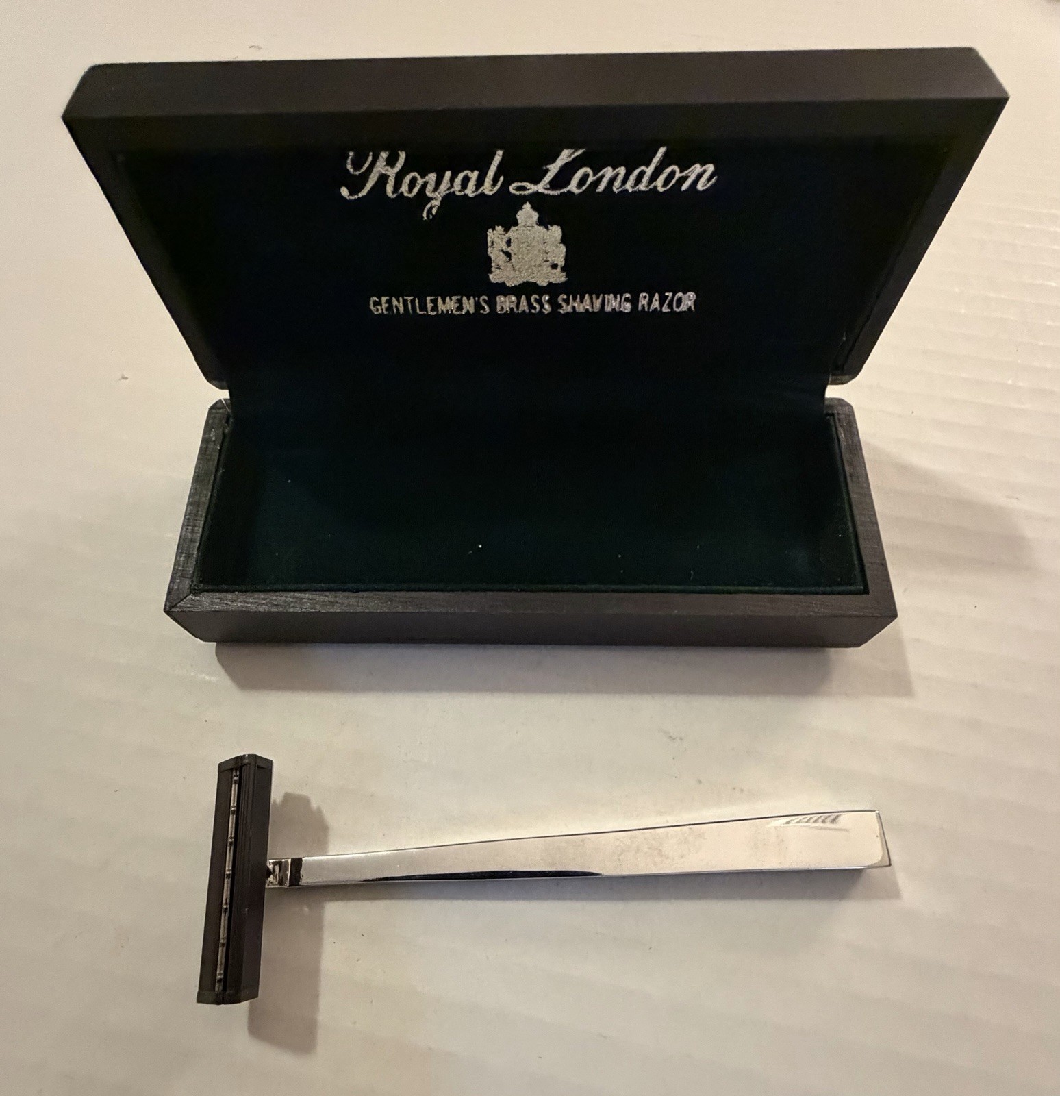 Vintage Royal London Gold Plated Brass Gentlemen’s Razor With Box