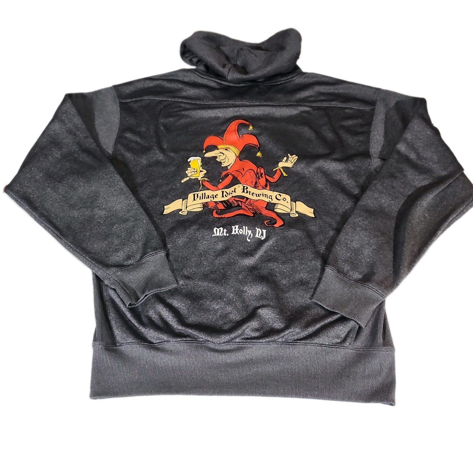 Village Idiot Brewing Co. Mt. Holly, NJ. Graphic Hoodie Size L Dbl Sided Brewery