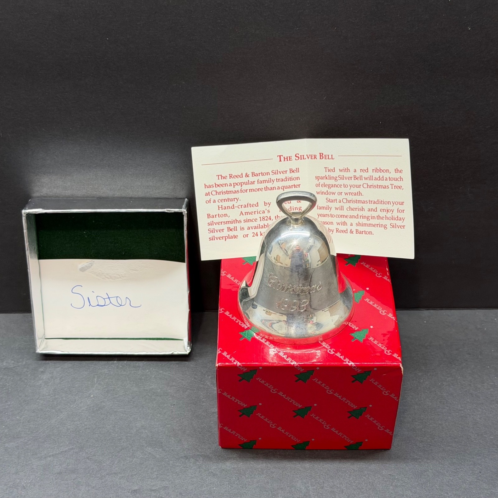 Reed & Barton Silverplate 1993 Christmas Bell Ornament With Sister Engraved