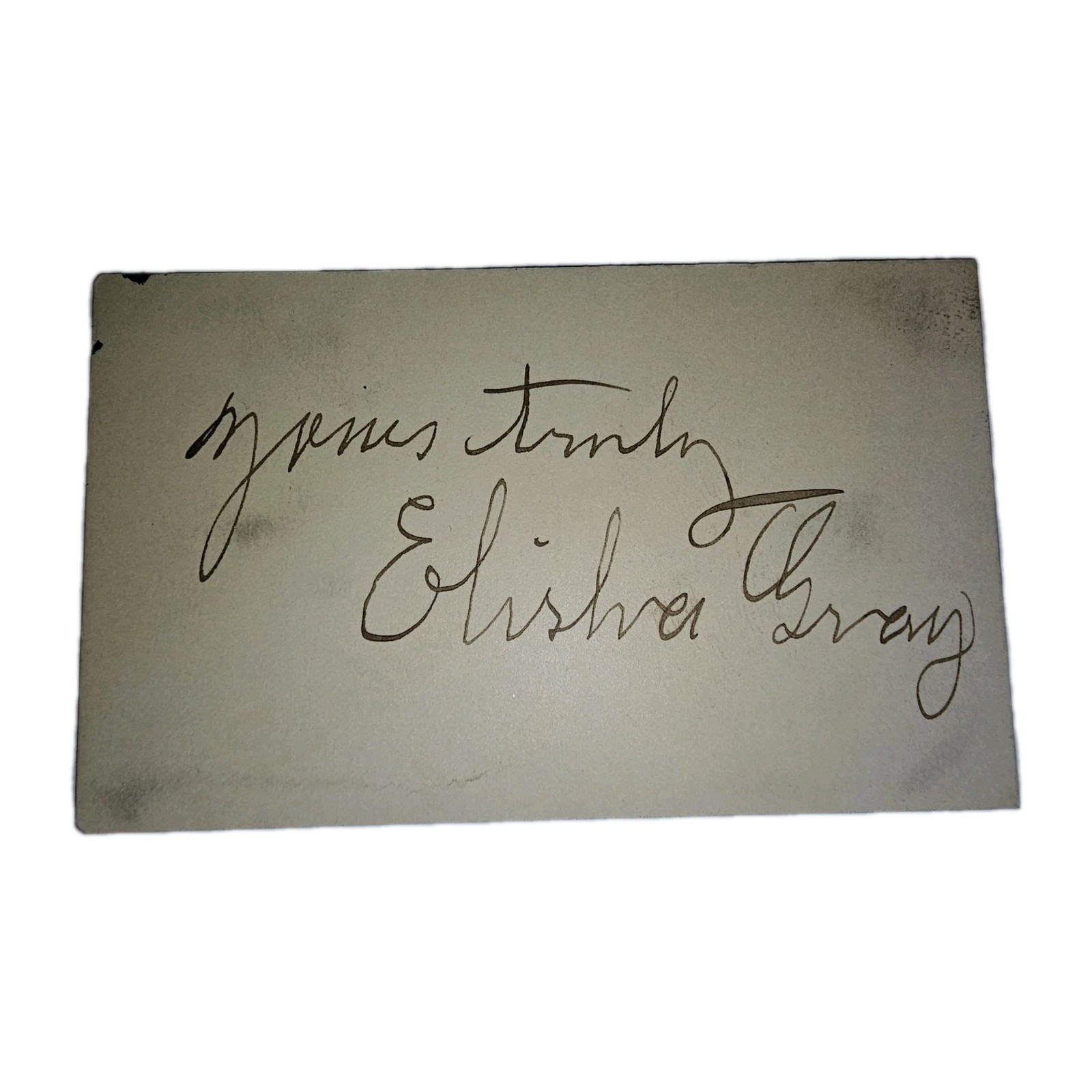 Elisha Gray Autograph – Inventor & Telephone Pioneer – Signed Card