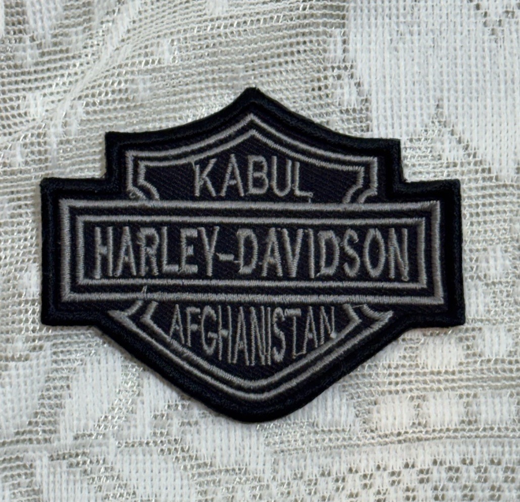 Harley Davidson Kabul Afghanistan Patch Vtg Shield Logo Black & Gray Embroidered