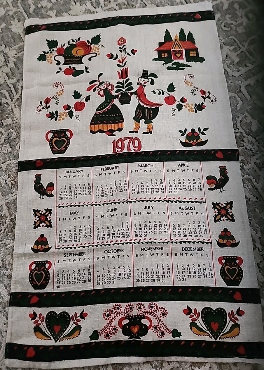 1979 Tea Towel Calendar/ dish cloth calendar, vintage 1979 Tea Towel Calendar/ dish cloth calendar, vintage