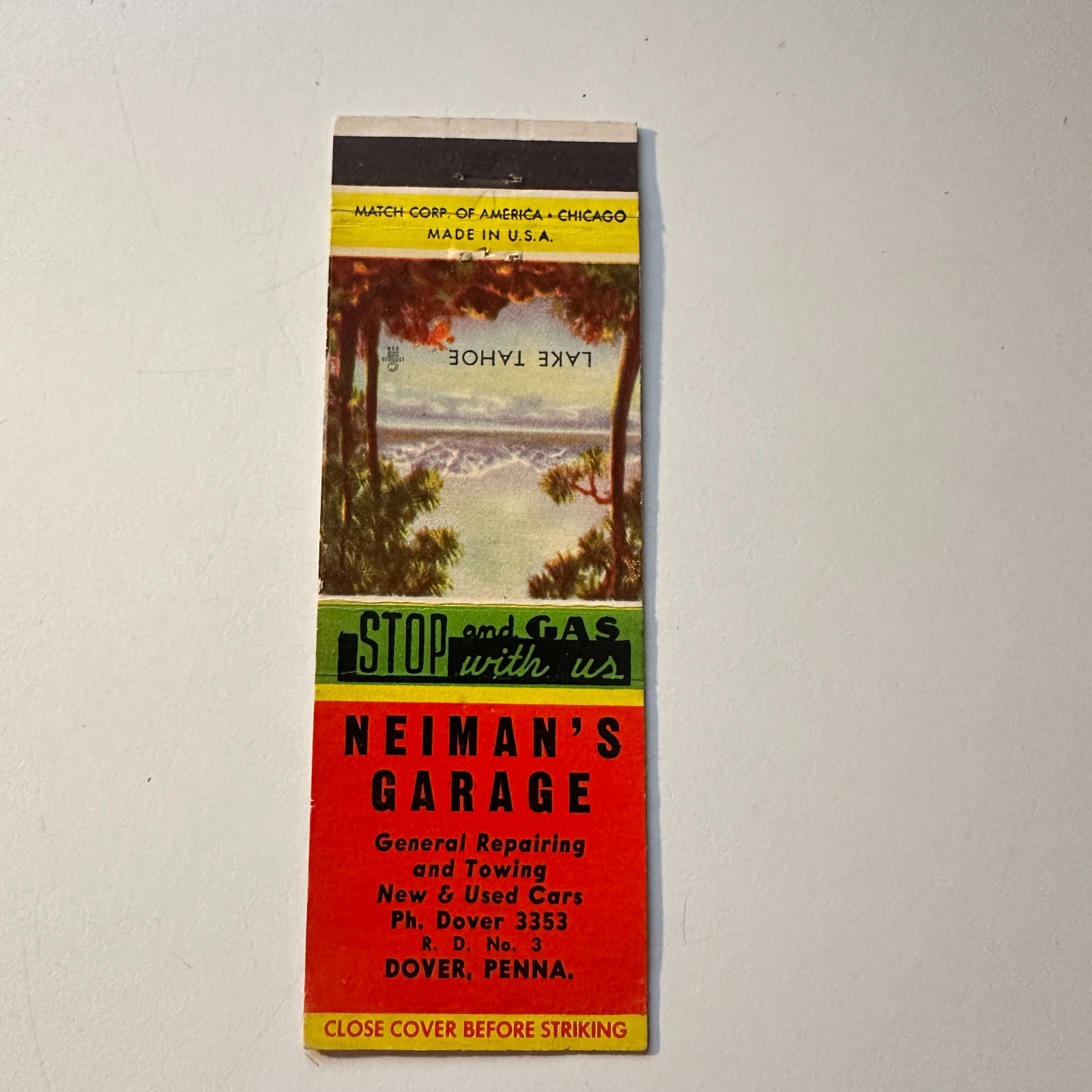 Neiman\'s Garage Gen Repairing Dover Penna Vintage Matchbook Cover 5MB126-3-5