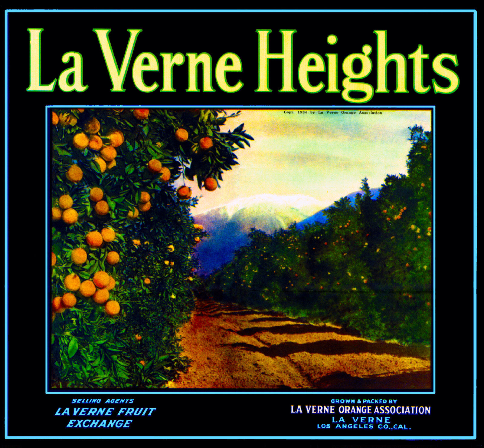 La Verne Heights #2 Mt. Mount Baldy Orange Citrus Fruit Crate Label Art Print