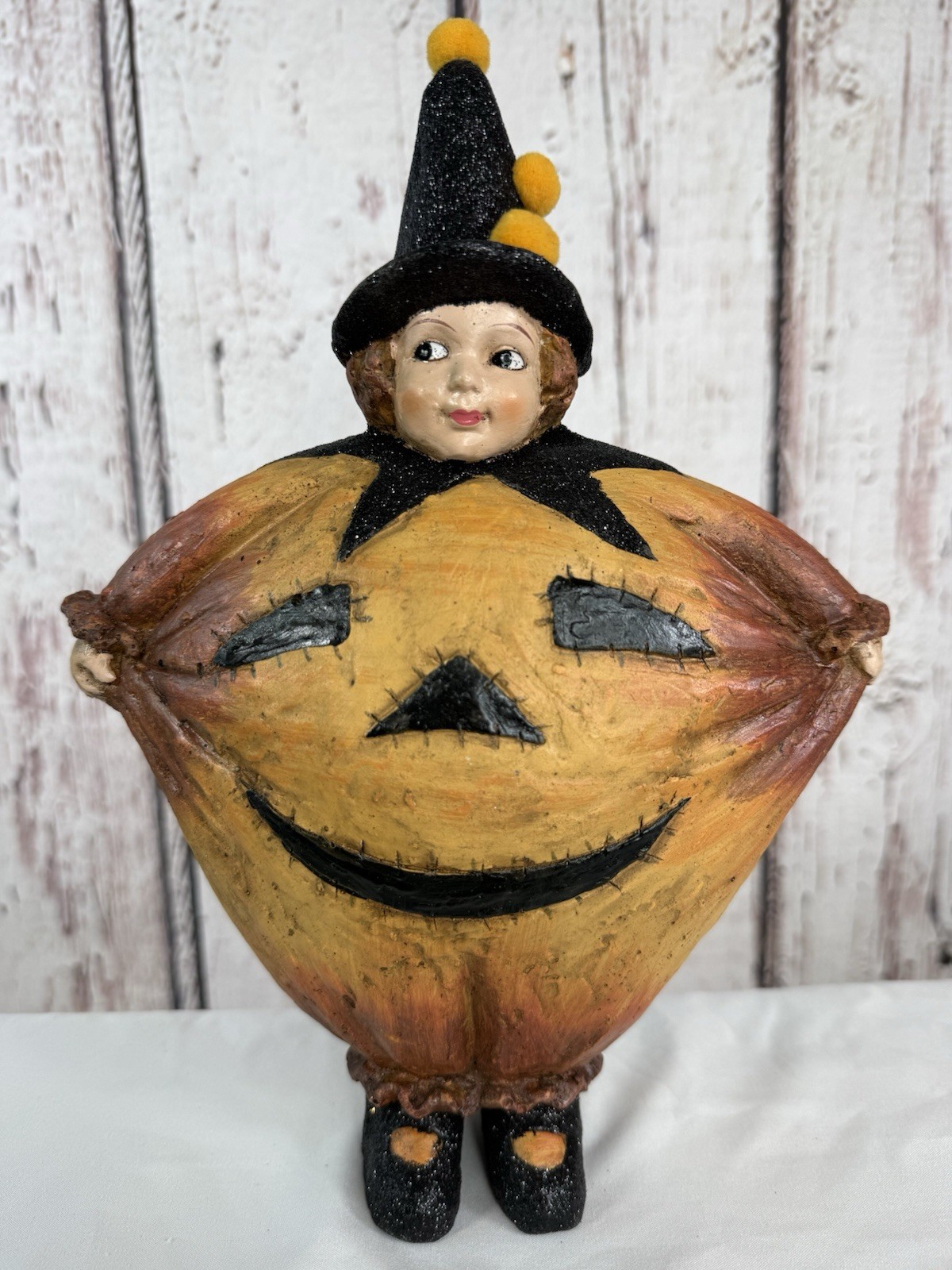 Vintage Bethany Lowe KD Mica Glittered Halloween Pumpkin Witch Girl Figure RARE