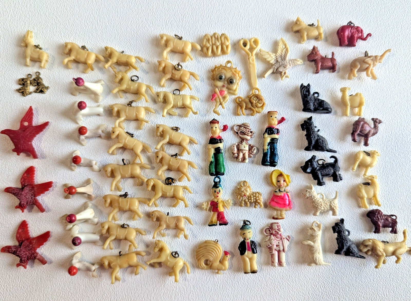 Circa 1940's 60 Cracker Jack Celluloid Plastic Toy Prize Charms Betty Boop Dog Circa 1940's 60 Cracker Jack Celluloid Plastic Toy Prize Charms Betty Boop Dog